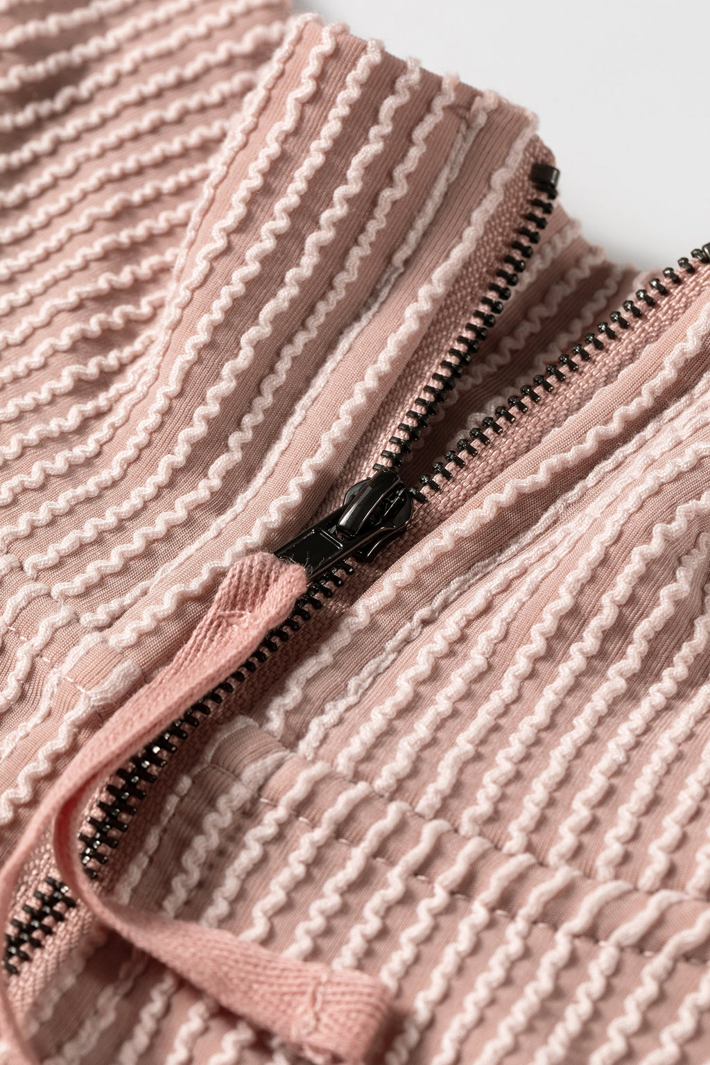 Solid Corded Knit Half Zip Collar Long Sleeve Top
