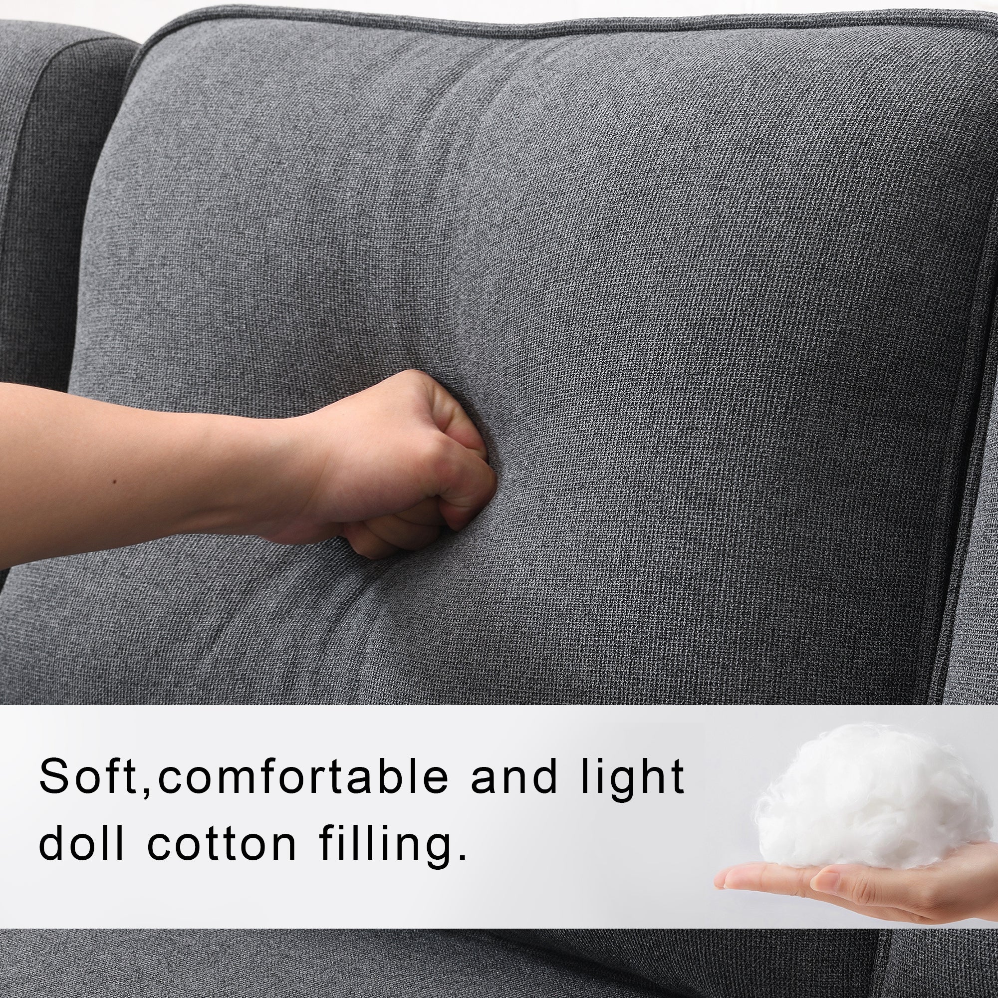 [VIDEO provided] [New] 104' 4-Seater Modern Linen Fabric Sofa with Armrest Pockets and 4 Pillows,Minimalist Style Couch for Living Room, Apartment, Office,3 Colors