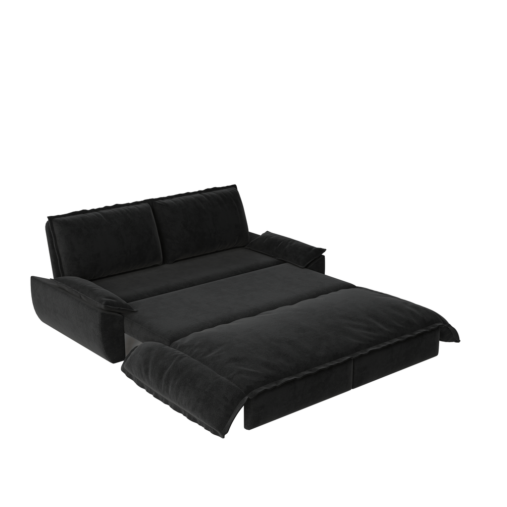 73.2' Queen Pull Out Sofa Bed,3-in-1 Convertible Sleeper Sofa,Multi-Functional Velvet Loveseat Bed,Black(Old Sku:W1885S00050)