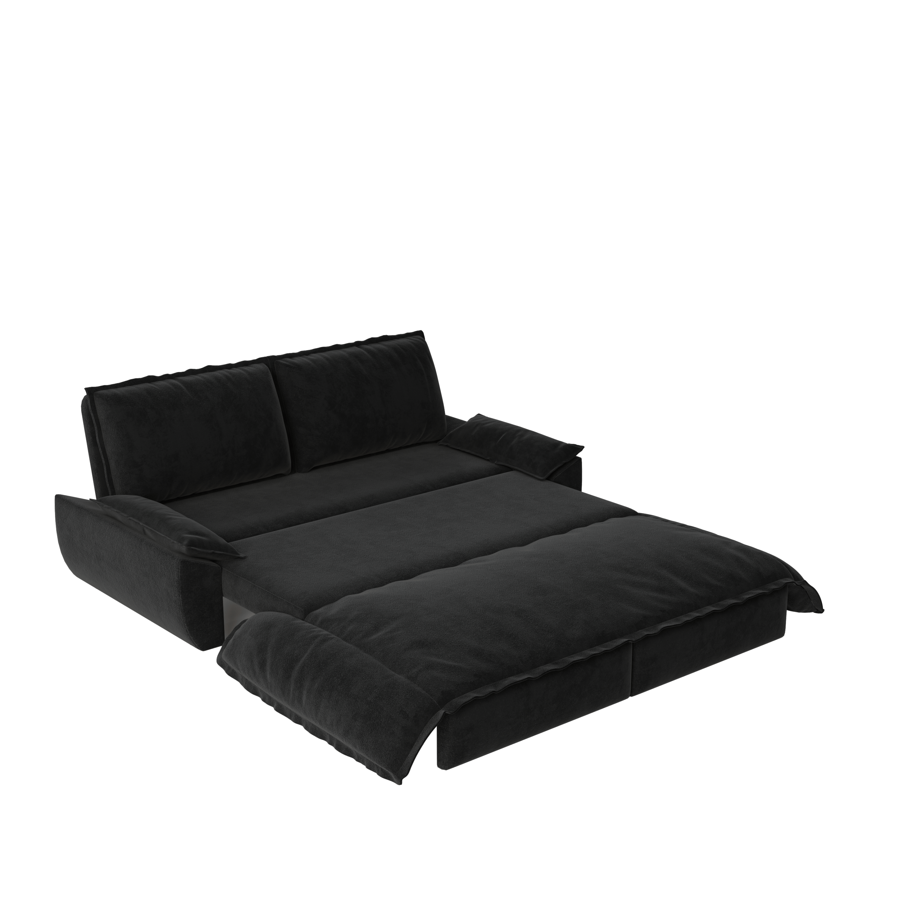 73.2' Queen Pull Out Sofa Bed,3-in-1 Convertible Sleeper Sofa,Multi-Functional Velvet Loveseat Bed,Black(Old Sku:W1885S00050)
