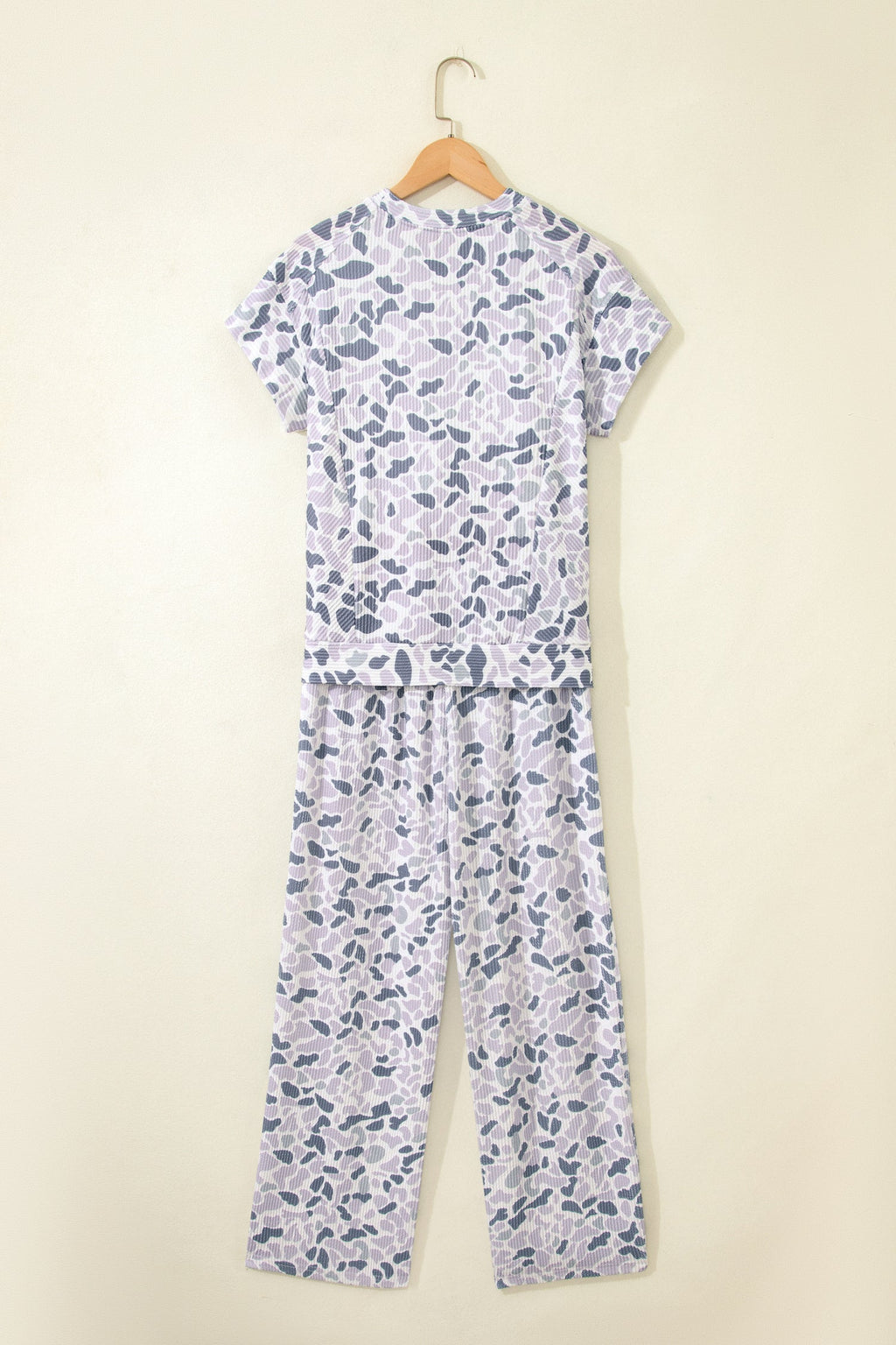 Camo Corded Knit Tee & Drawstring Pants Set