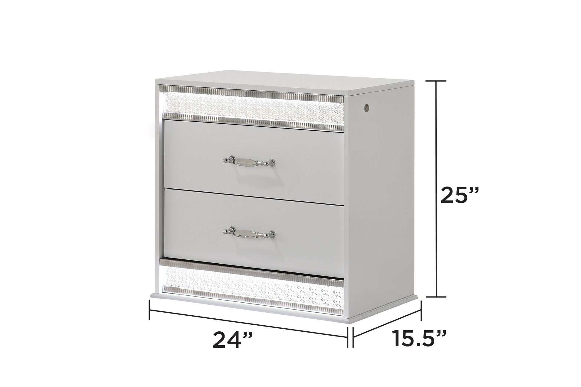 Glam Modern Style 5 Pc Queen Bedroom Set with LED Headboard Made with Wood in White(NJ INVENTORY)