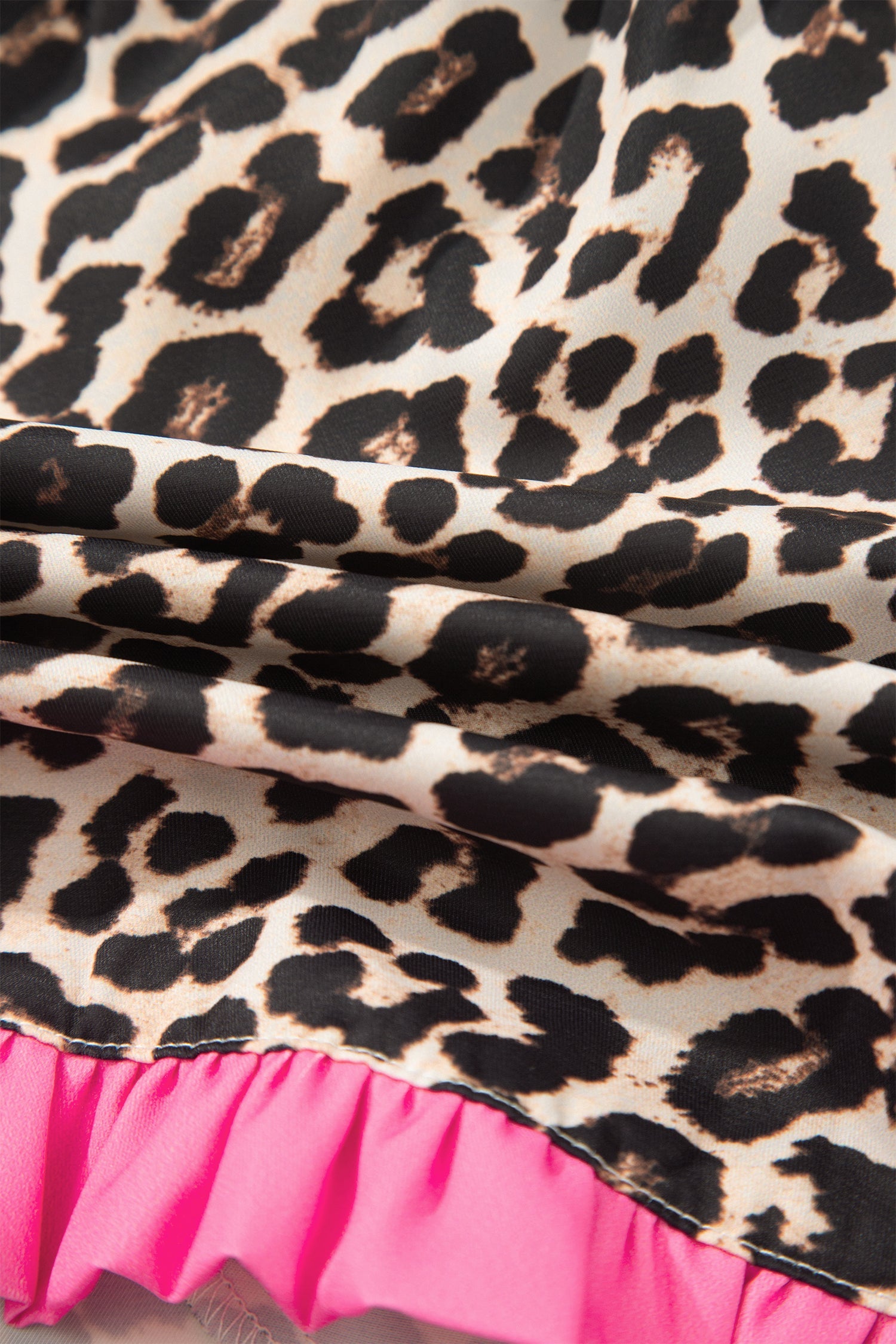 Polka Dot & Leopard Contrast Ruffle Trim Shorts