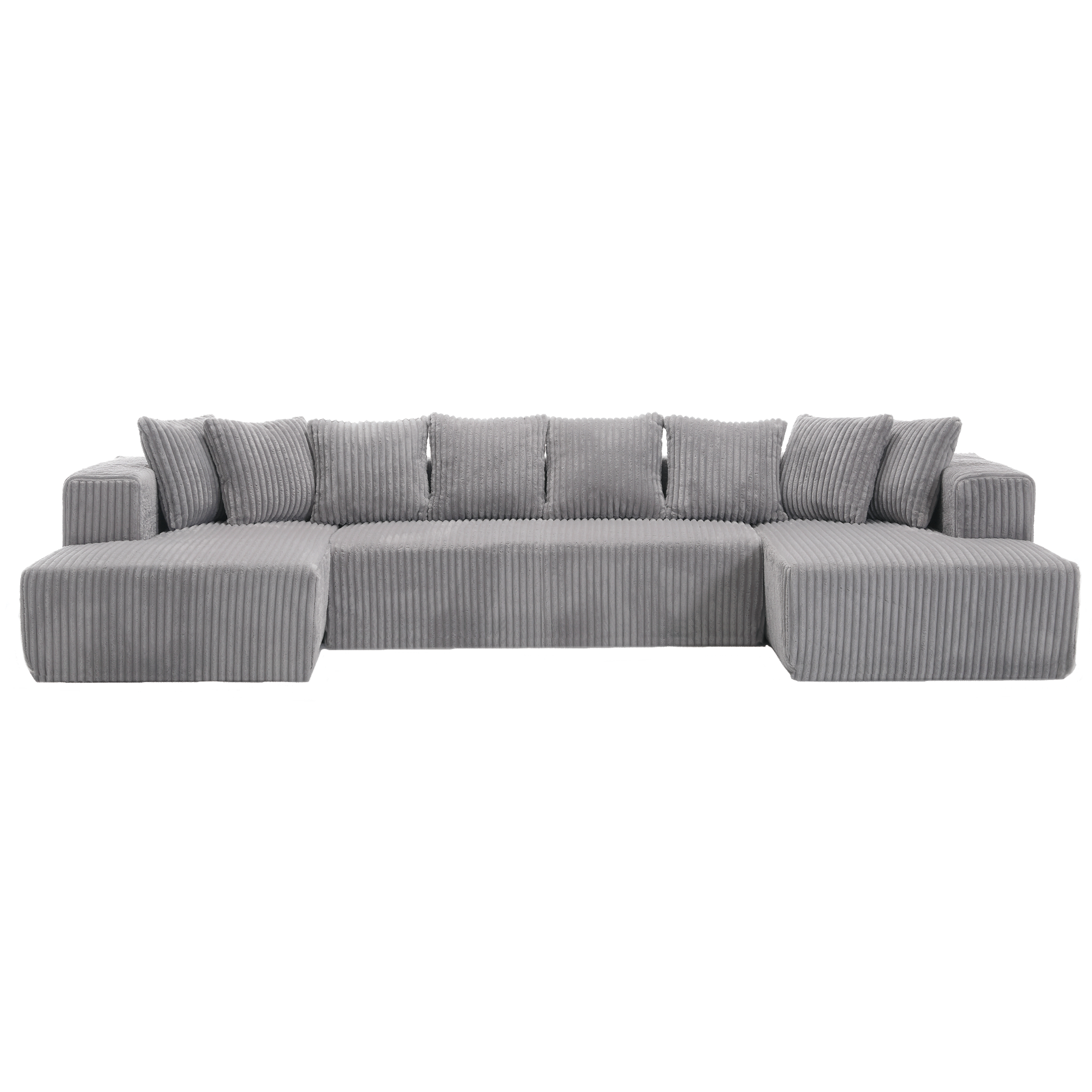 [NEW ARRIVED] [VIDEO PROVIDED]133.45'' Modular Sectional Couch, U-shaped sofa , Chaise Lounge, Striped fabric,Upholstered 4 Seater Couch for Living Room, Free Combination Sofa (Corduroy), Gray