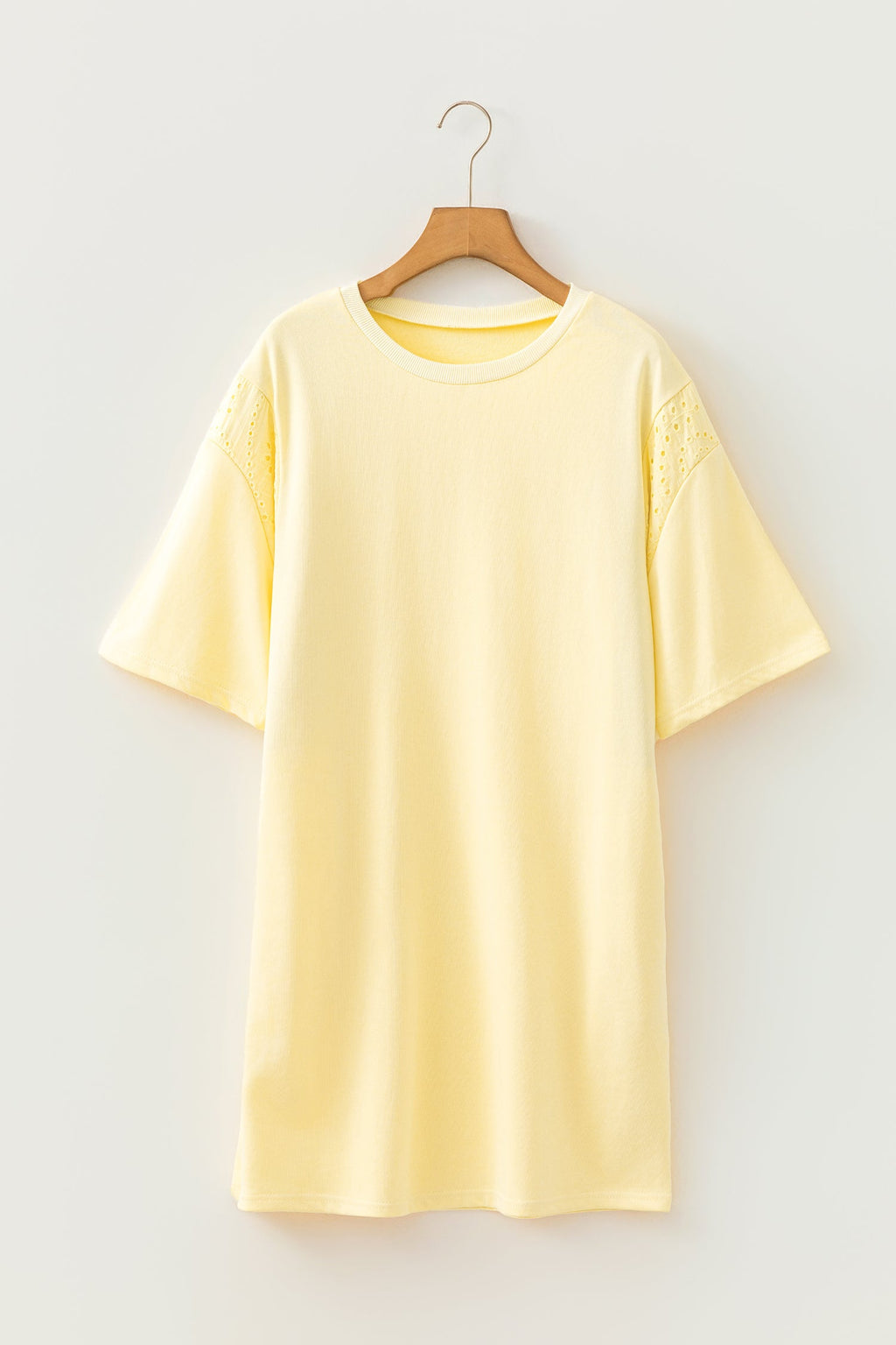 Solid Emboirdered Eyelet Patchwork T-Shirt Dress