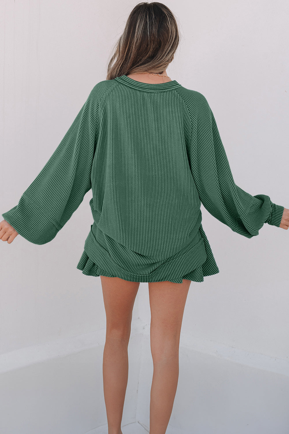 Corded Top and Ruffle Mini Skort Set