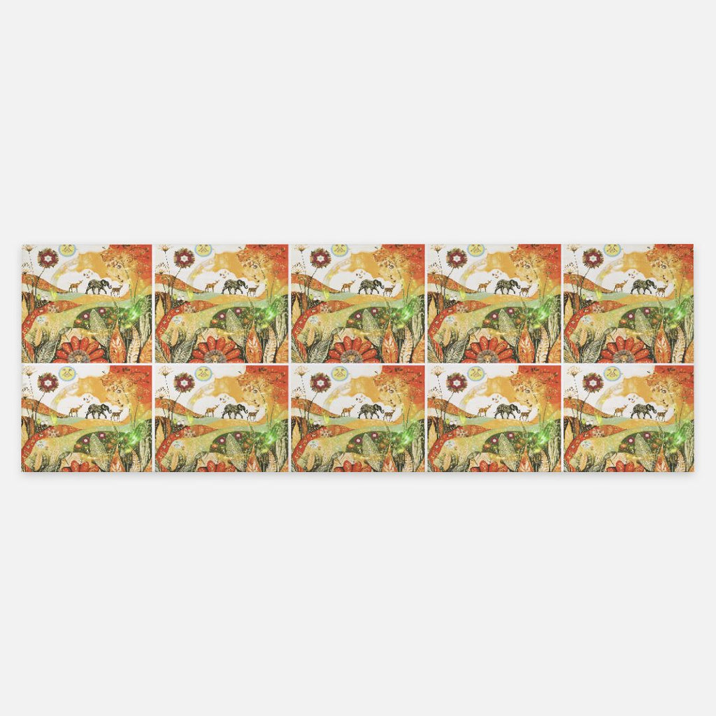 Orange Animal Parade Pattern Pashmina Scarf