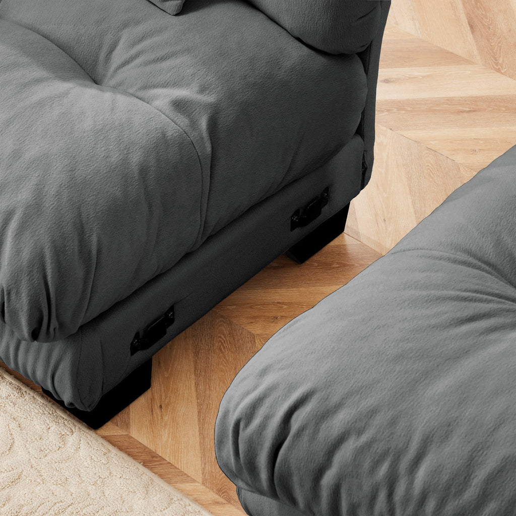 Luxury Modular Sectional Sofa Couch - Oversized U Shaped Cloud Couch for Living Room,Deep Seat Sofa Couch with 2 Ottomans ,Chenille Gray