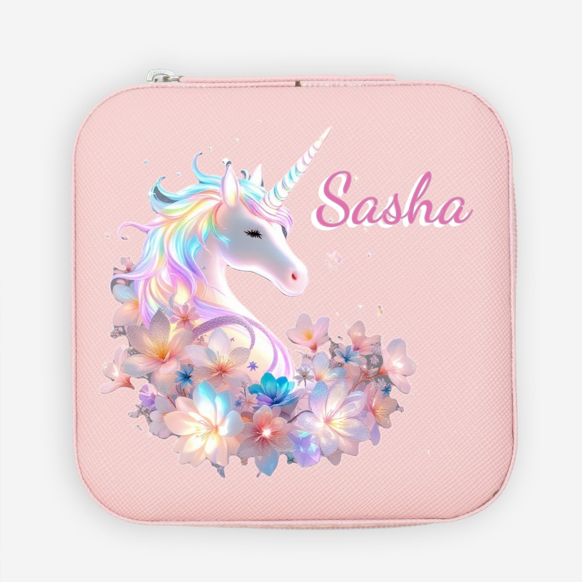Beautiful Unicorn Jewelry Box Travel Case with Custom Name