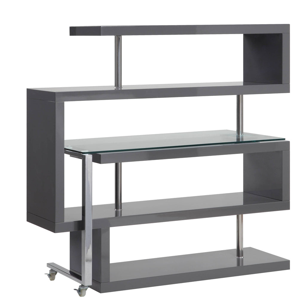 Buck II Clear Glass, Chrome High Gloss Finish Writing Desk with Shelf