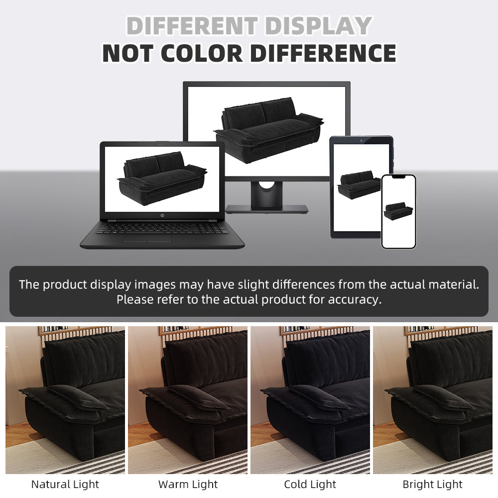 73.2' Queen Pull Out Sofa Bed,3-in-1 Convertible Sleeper Sofa,Multi-Functional Velvet Loveseat Bed,Black(Old Sku:W1885S00050)