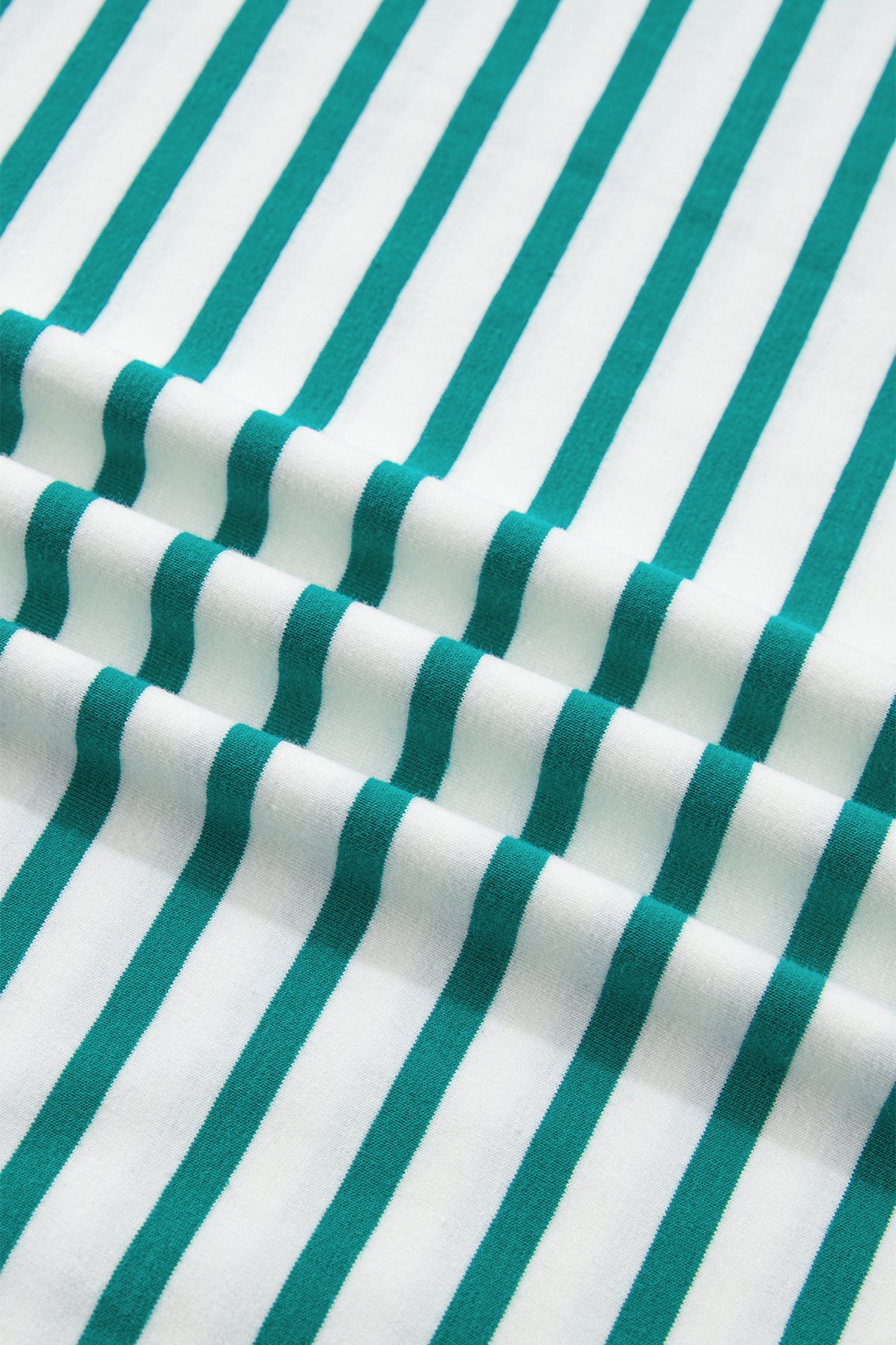 Stripe Scallop Trim Round Neck T-Shirt