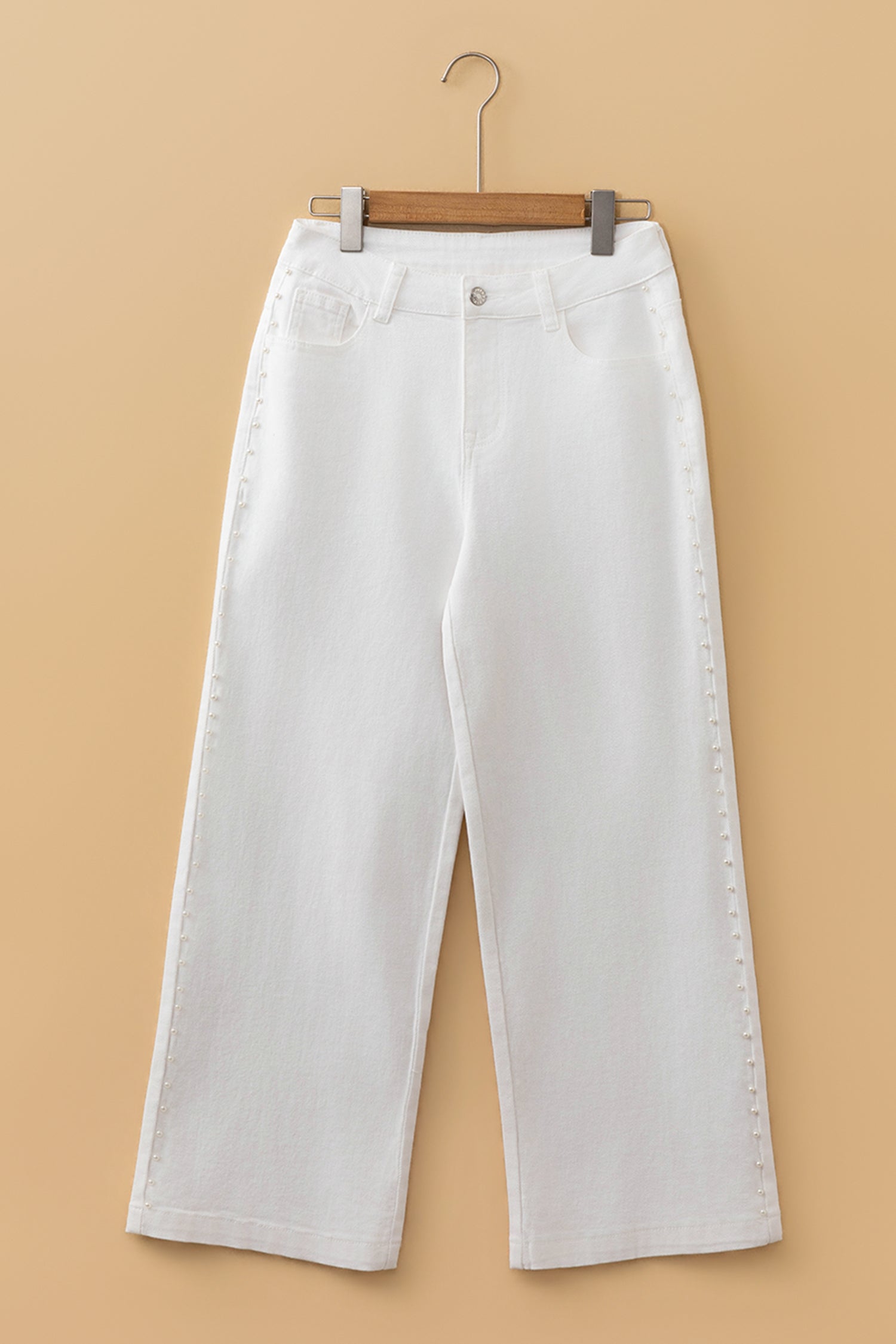 Pearl Embellished Side Seam Ankle Length Shift Jeans