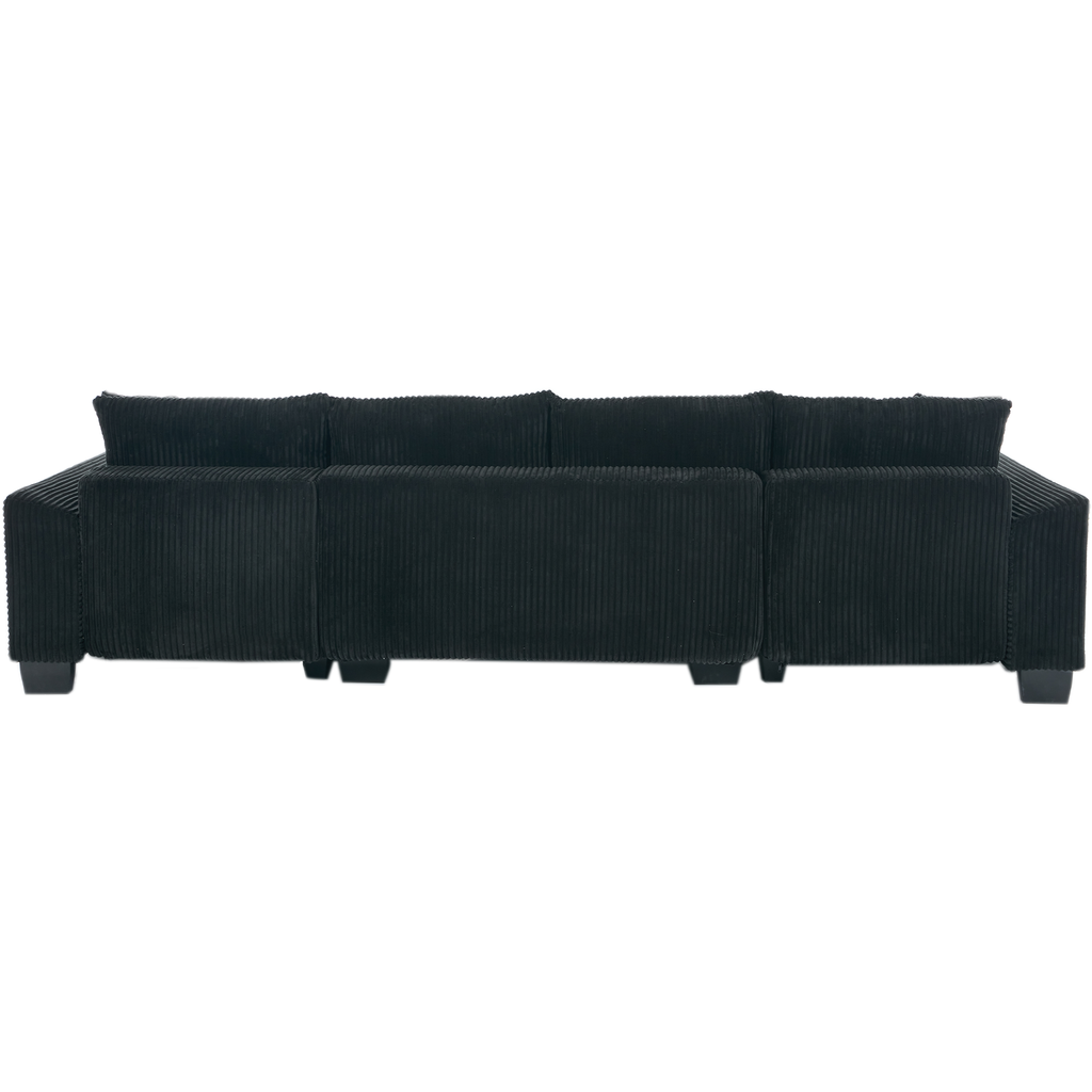 [NEW ARRIVED] [VIDEO PROVIDED]   114' Sleeper Sofa,U Shaped Sofa , Pull Out Bed,Convertible Oversize 2 in 1 Sleeper Sofa, Living Room,Upholstery Sofa Bed,Adjustable Sleeper Sofa,Corduroy,Black