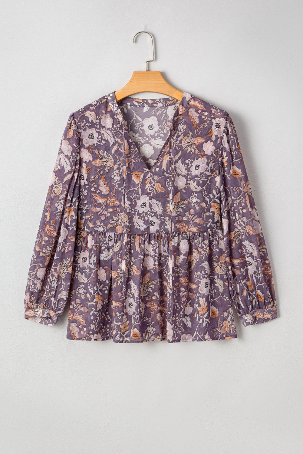 Boho Floral 3/4 Sleeve Babydoll Blouse
