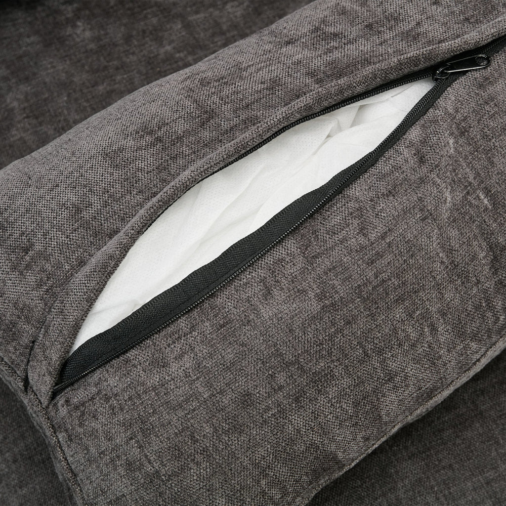 Cozy Upholstered Oversized 3-Seater Cloud Sofa with Double Cushion in Grey Chenille