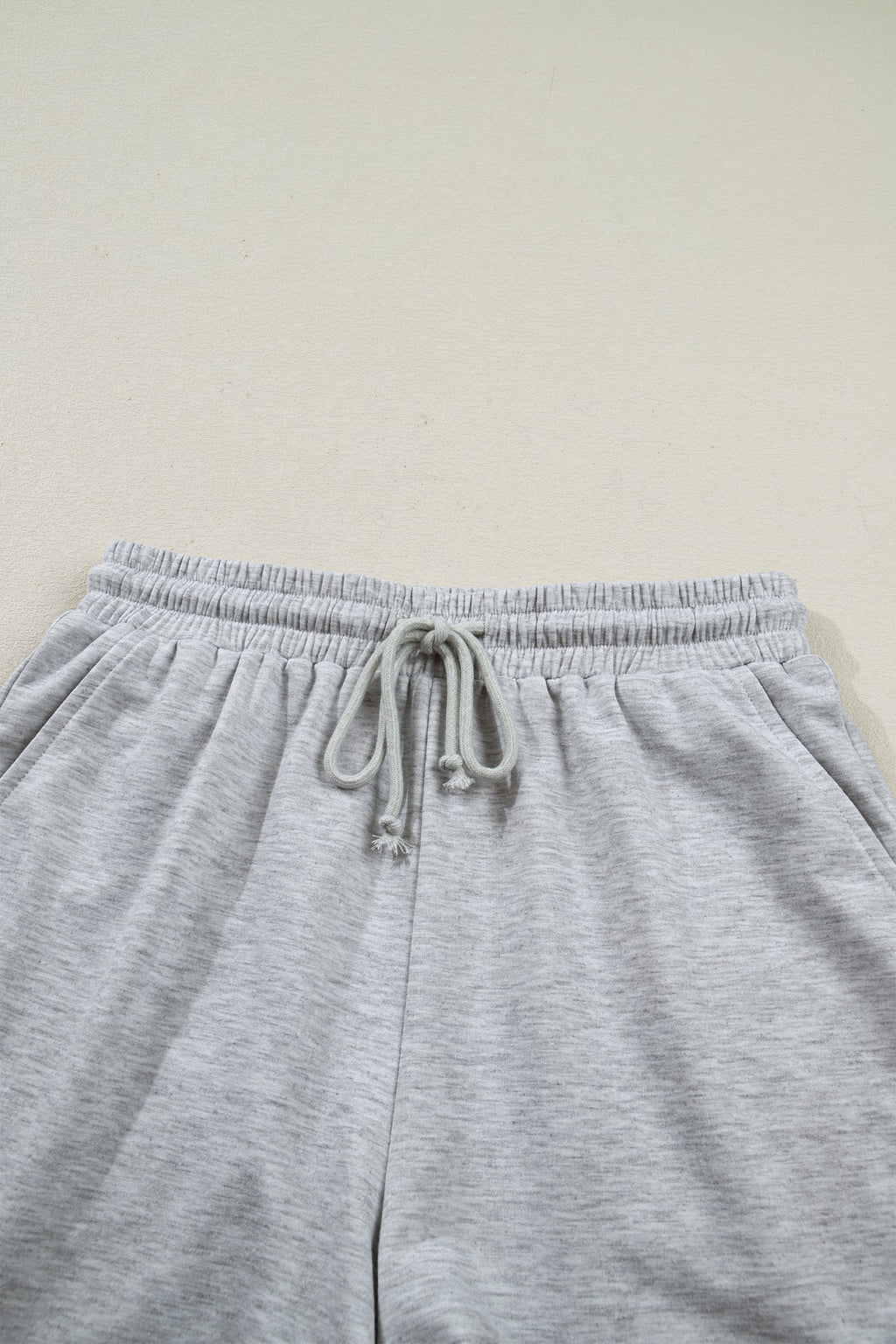Solid Collared V-Neck Tee & Drawstring Shorts Set