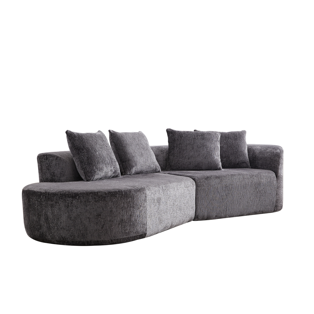 Modern Upholstered Oversized Sectional Sofa, 114-Inch Chenille 4-Seater Extra Deep & Wide Seat Curved Cloud Couch with 4 Throw Pillows, Free Combination Sofa Couch for Living Room,Bedroom