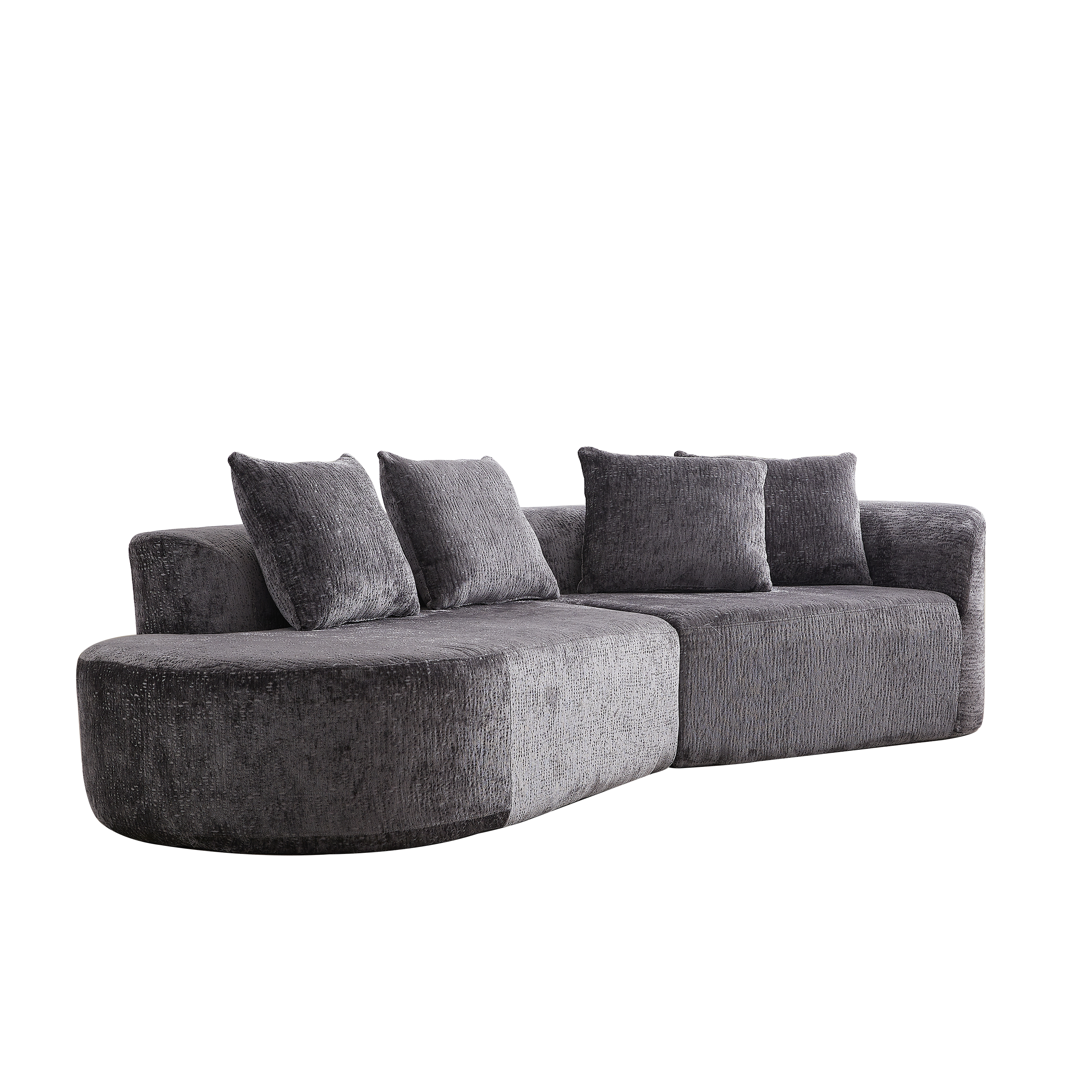 Modern Upholstered Oversized Sectional Sofa, 114-Inch Chenille 4-Seater Extra Deep & Wide Seat Curved Cloud Couch with 4 Throw Pillows, Free Combination Sofa Couch for Living Room,Bedroom