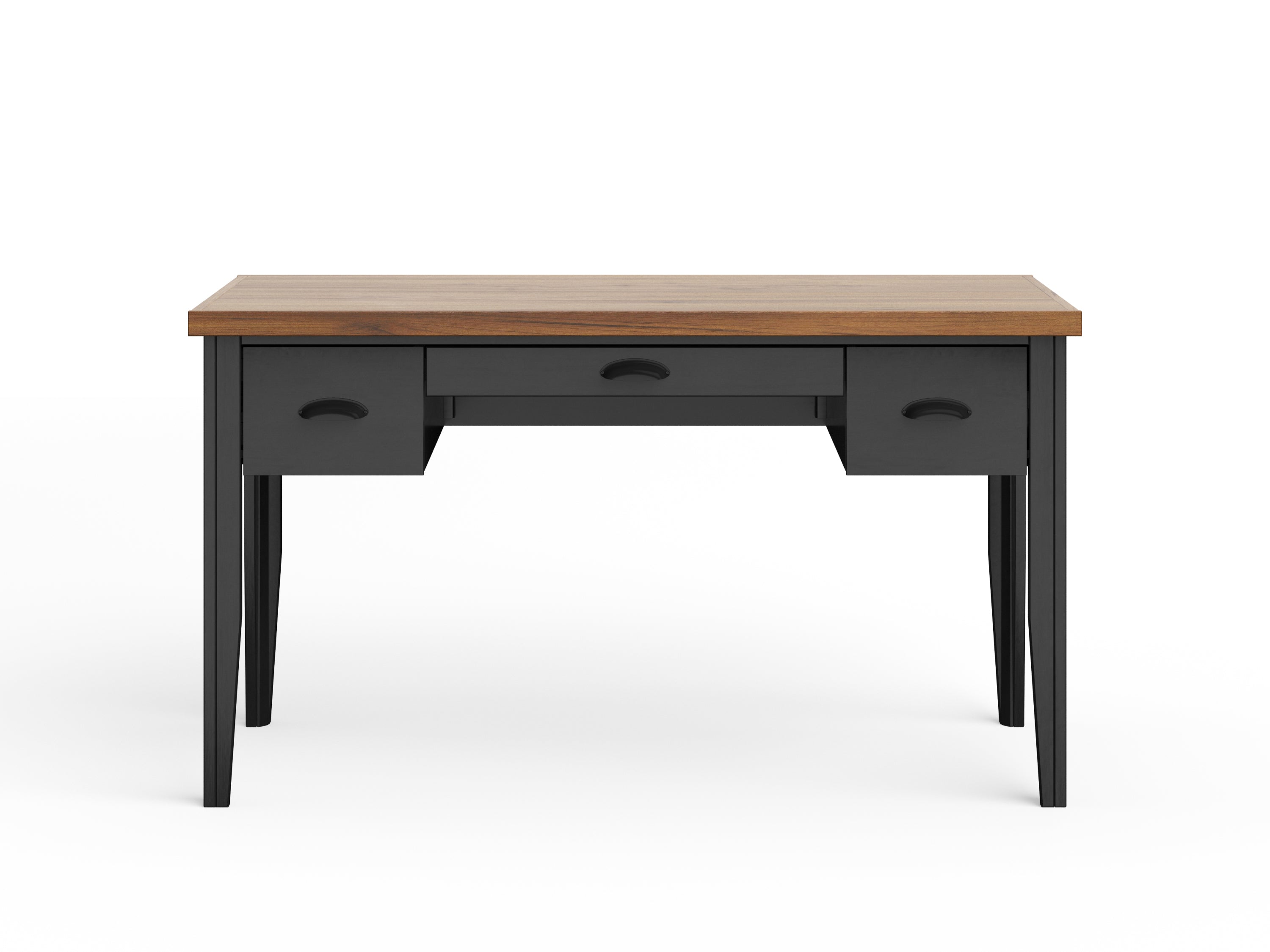 53 inch Writing Desk, No Assembly Required, Black and Whiskey Finish