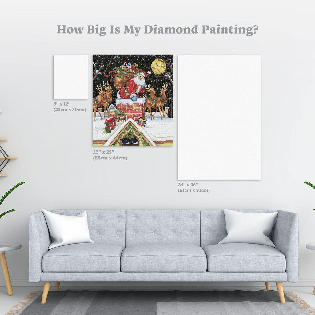 Diamond Art Club – Santa in the Chimney Christmas Diamond Painting (Square Drill, 22" x 25")