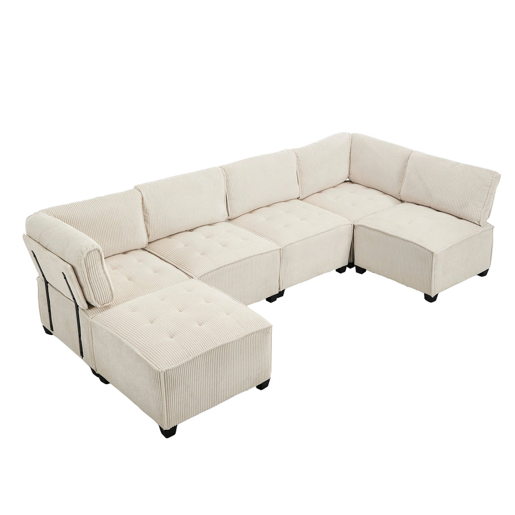 UNITED WE WIN Modular Sectional Sofa U Shaped Modular Couch with Reversible Chaise Modular Sofa Sectional Couch,6- Seat Convertible Sofa,Fit for Living Room