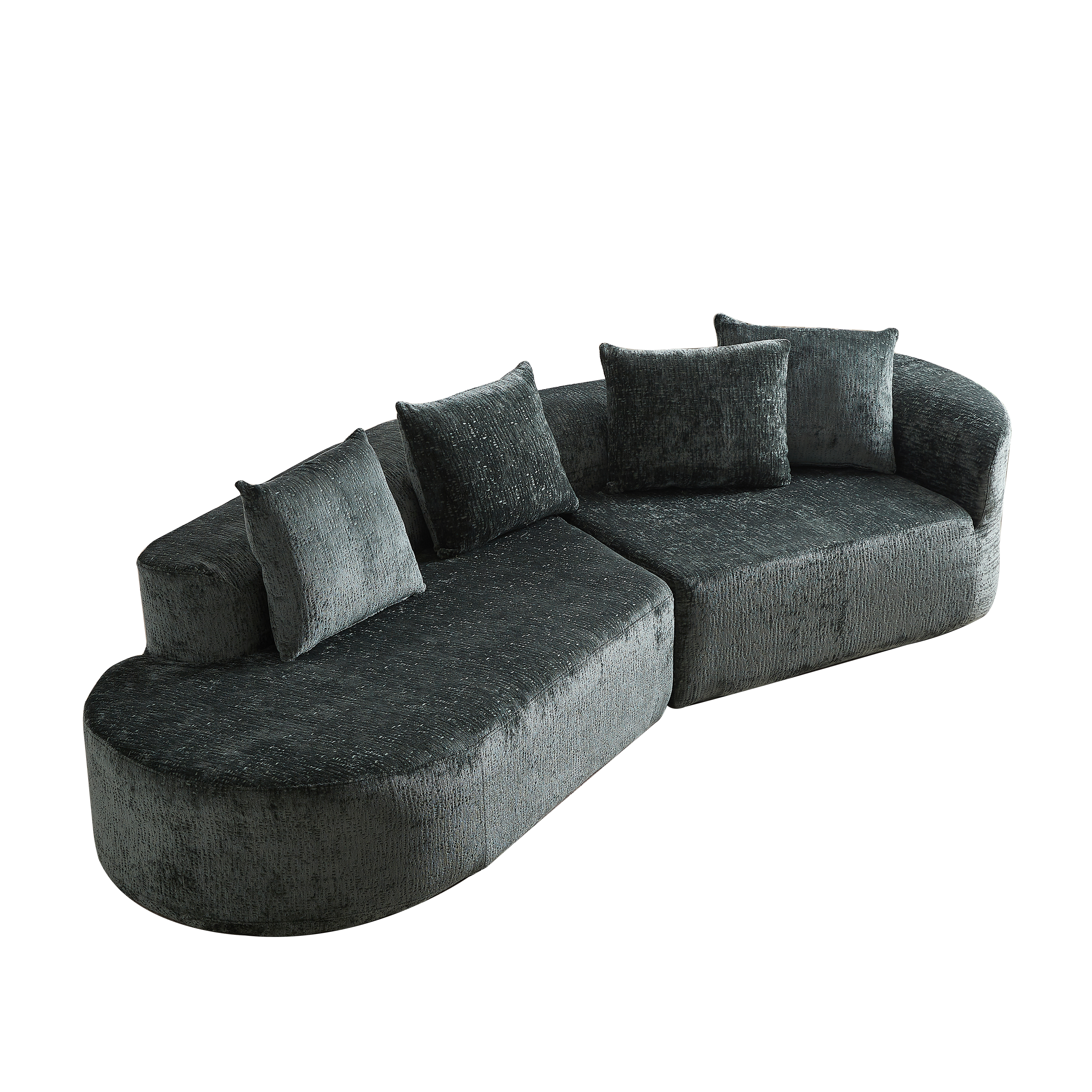 Modern Upholstered Oversized Sectional Sofa, 114-Inch Chenille 4-Seater Extra Deep & Wide Seat Curved Cloud Couch with 4 Throw Pillows, Free Combination Sofa Couch for Living Room,Bedroom