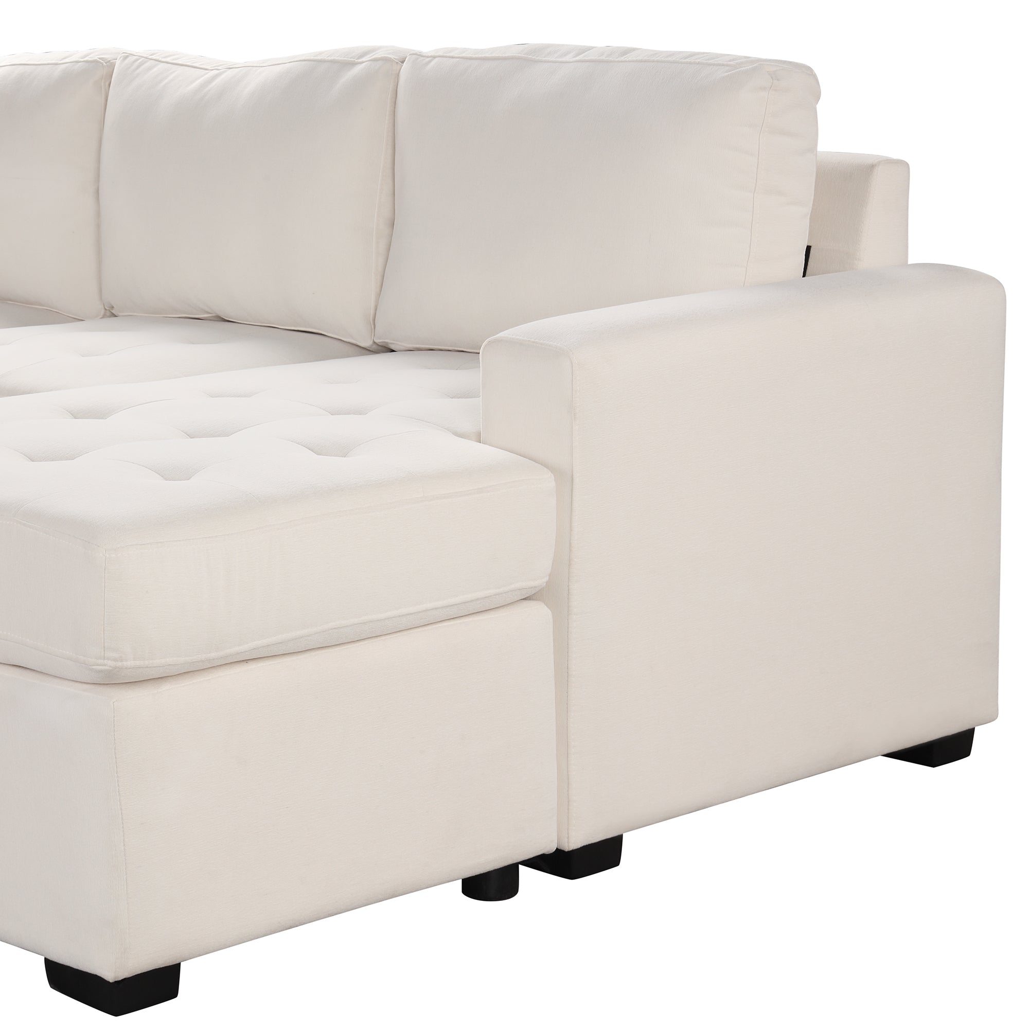 U_Style Sectional Sleeper Sofa with Pull-out Bed and Lounge Chair, USB and Type-C Interfaces, Suitable for Living Room, Office, and Spacious Spaces