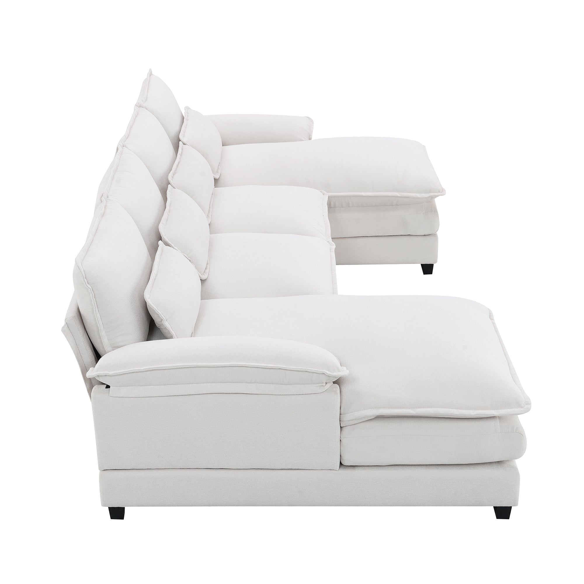 Modern U-shaped Sectional Sofa with Waist Pillows, 6-Seat Upholstered Symmetrical Sofa Furniture, Sleeper Sofa Couch with Chaise Lounge, Chenille and Velvet Options