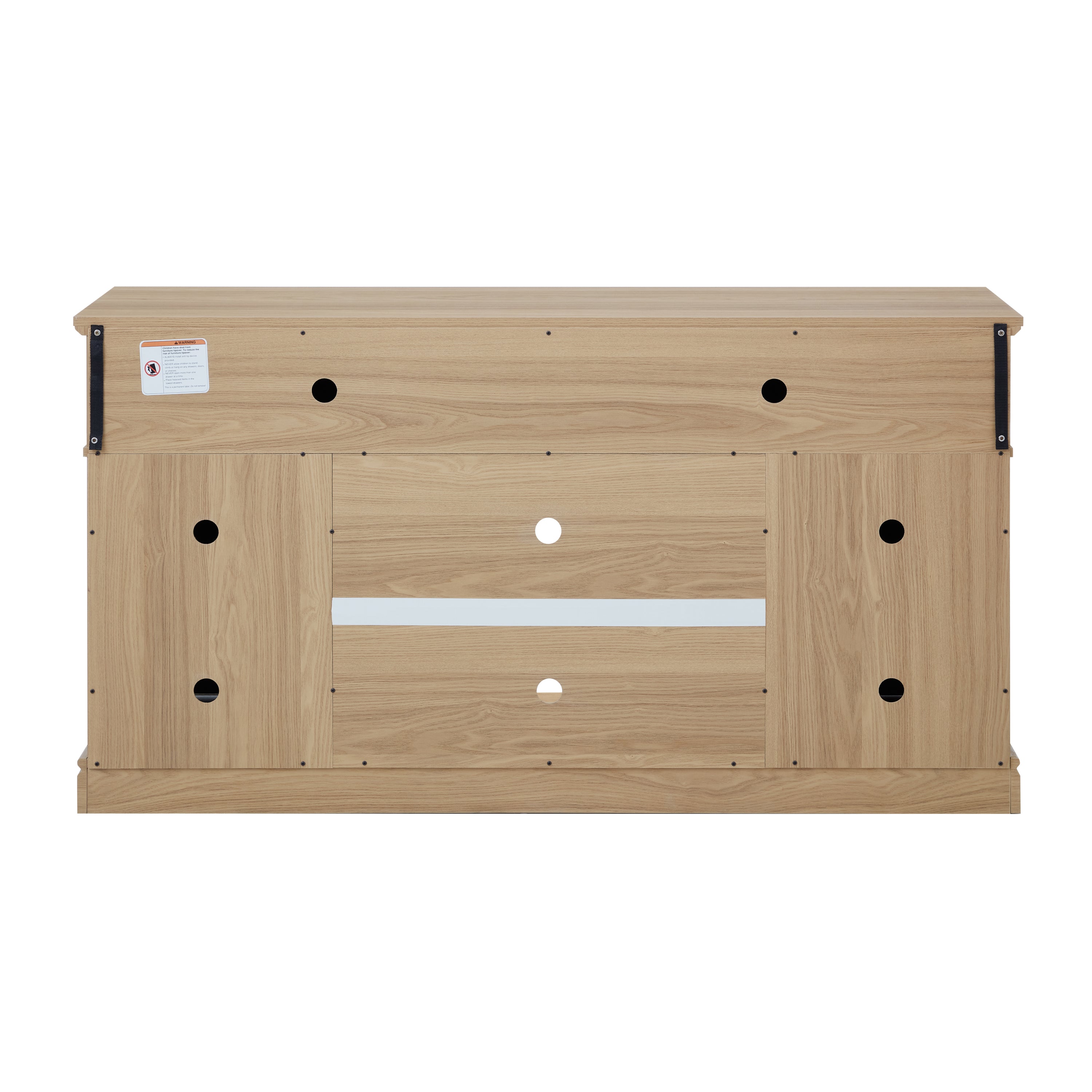 Embossed Pattern TV Stand, TV and Media Console with Open and Closed Storage Space and sliding door for Living Room & Bedroom, LIGHT OAK, 58.27'W*15.35'W*31.7H