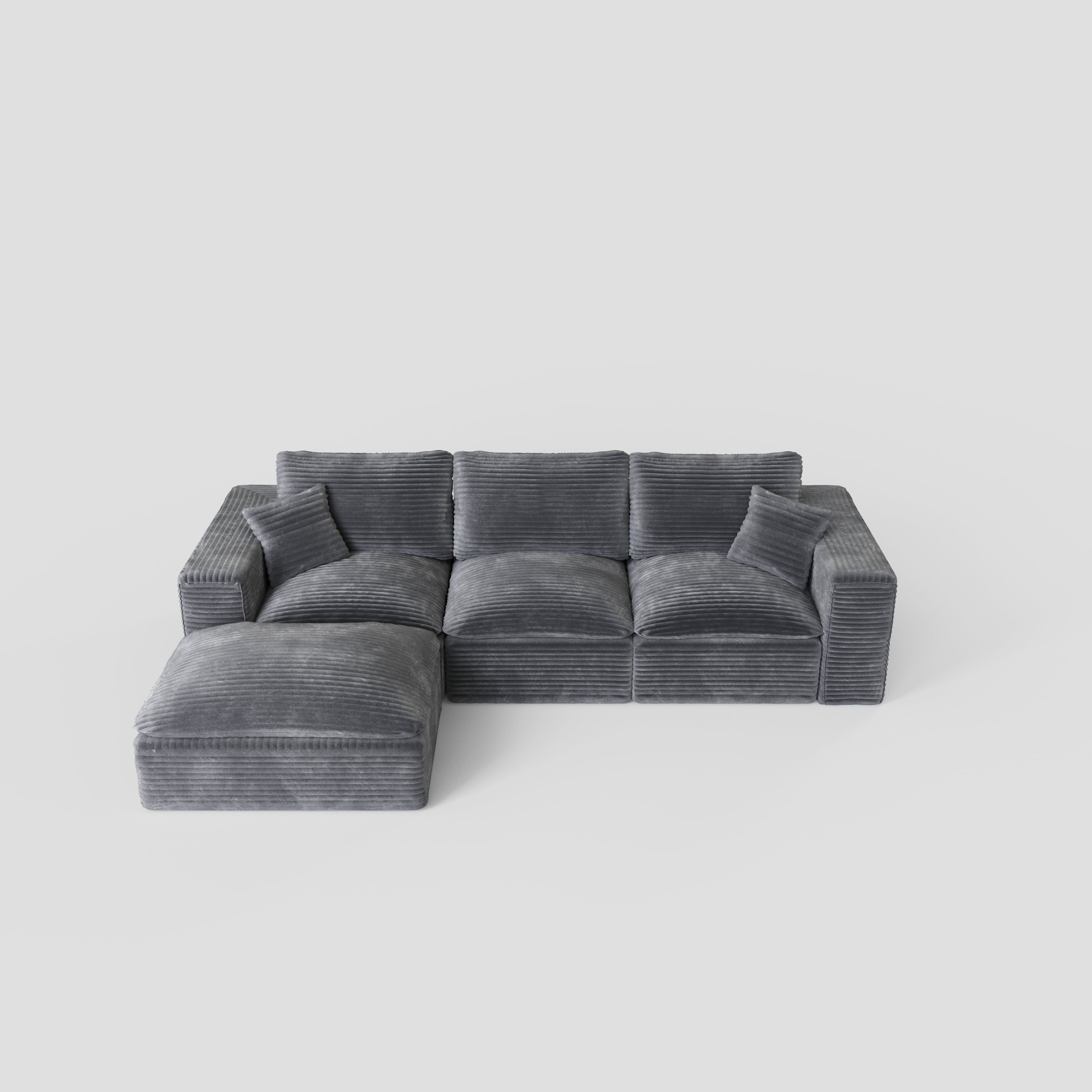 108' Cloud Sectional Couch with L-Shape Chaise, Left-right interchangeable,Modern Modular Sofa with Deep Seat, Upholstered Couches for Living Room Bedroom,No Assembly Required, Soft Plush Corduroy Fab