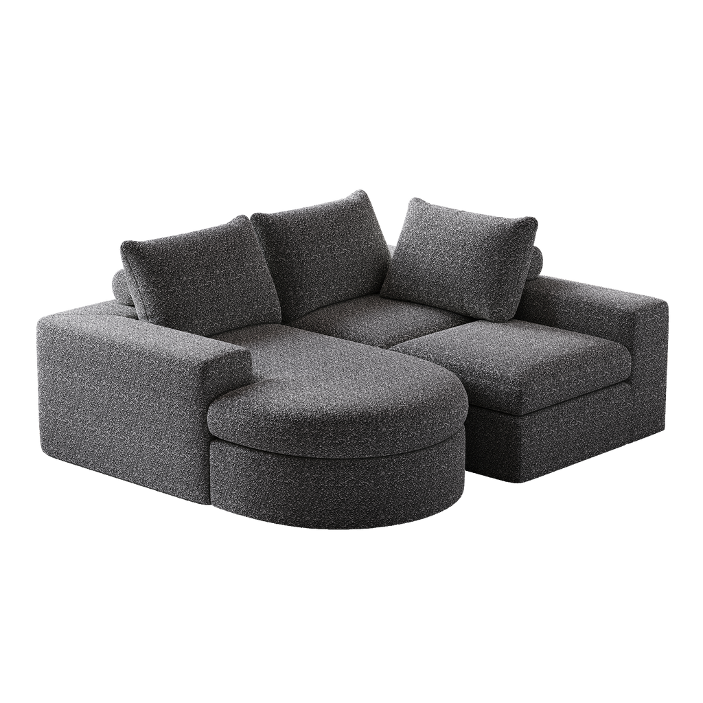 99-Inch Chenille Cloud Curved Sectional Sofa with Chaise, L-Shaped Modern Boneless Couch with Deep Seats, Chenille Sectional Sofa for Living Room and Bedroom, No Assembly Required