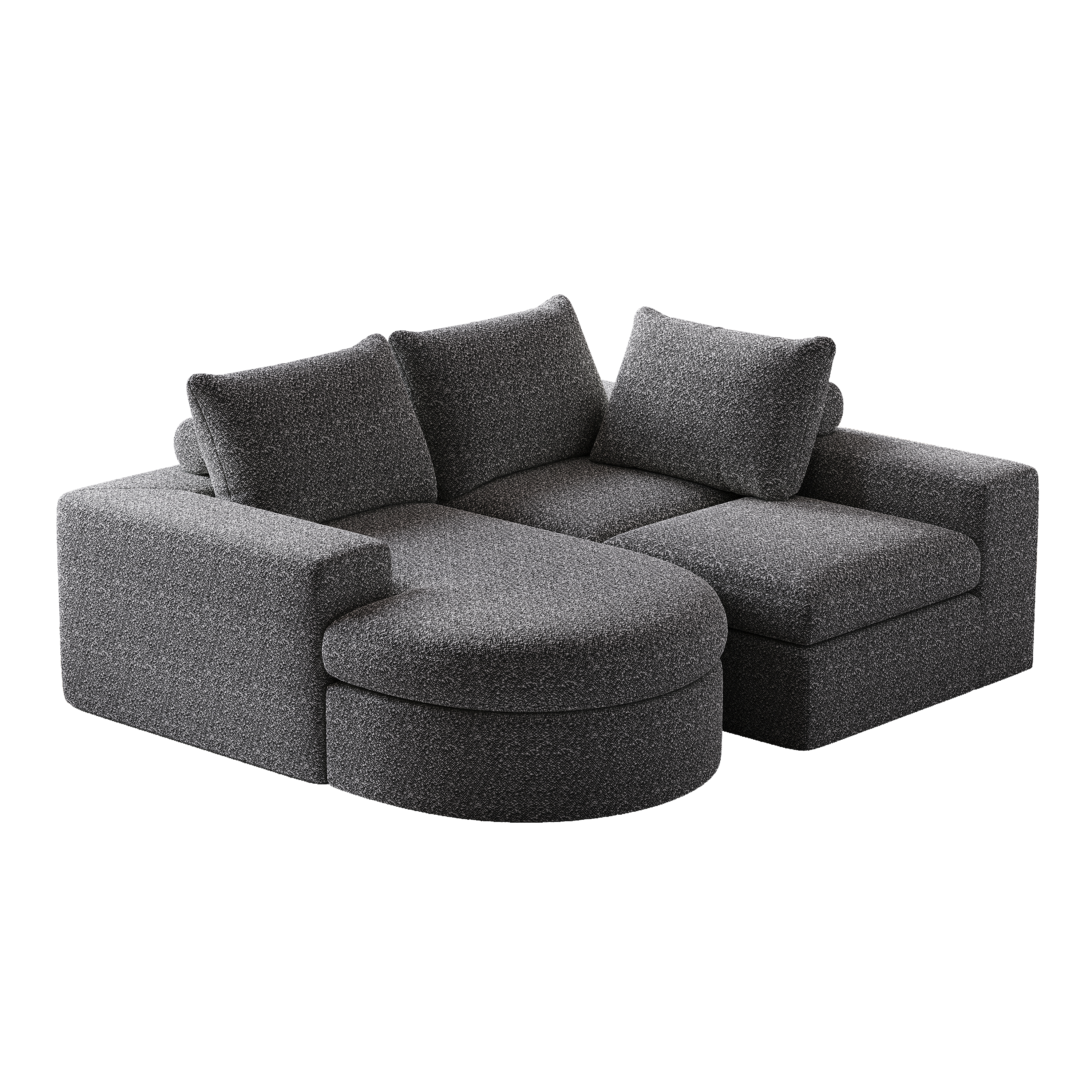 99-Inch Chenille Cloud Curved Sectional Sofa with Chaise, L-Shaped Modern Boneless Couch with Deep Seats, Chenille Sectional Sofa for Living Room and Bedroom, No Assembly Required