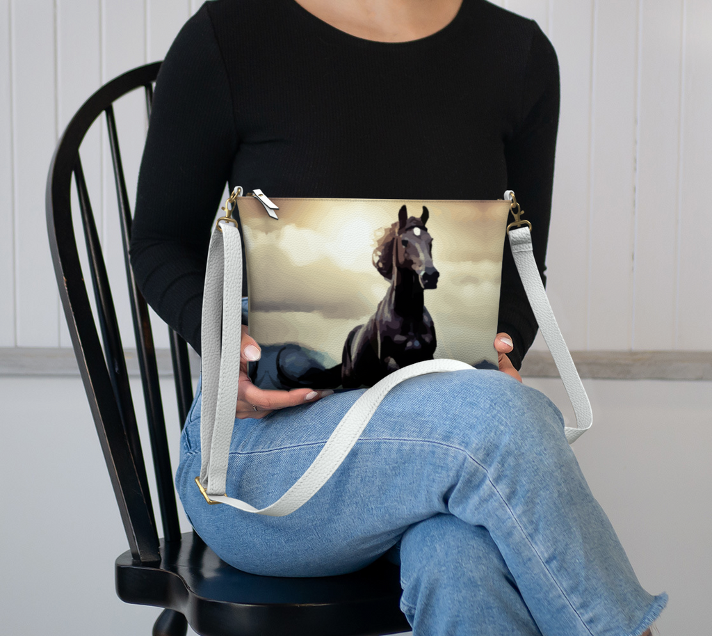 Wild Black Horse Vegan Leather Crossbody Bag