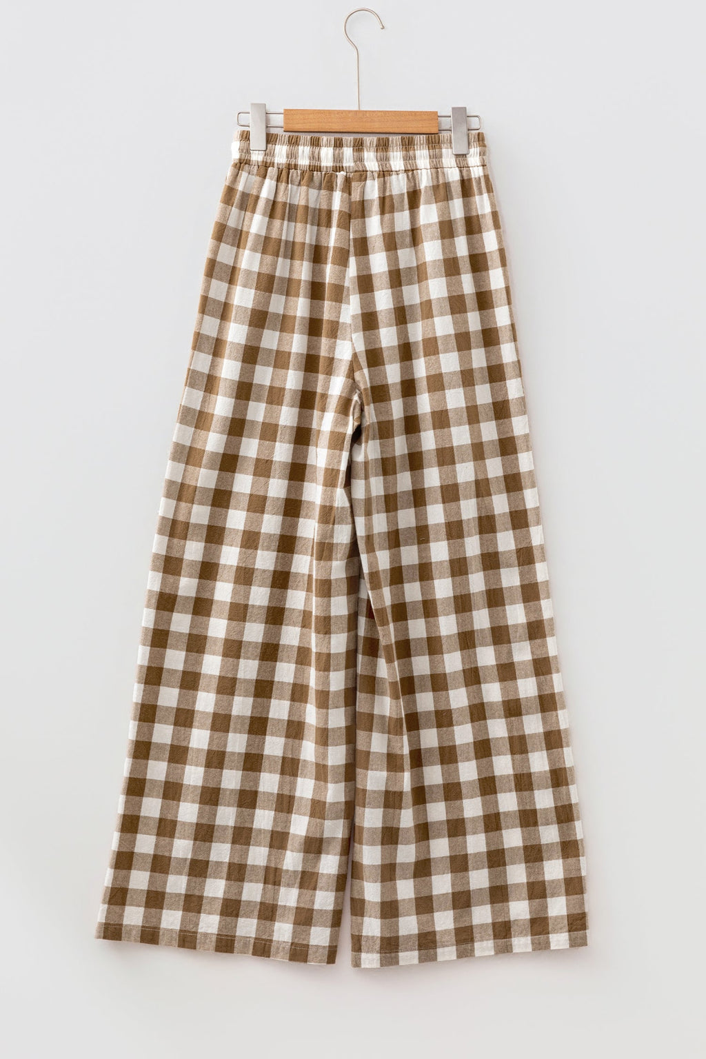 Gingham Plaid Tie Waist Elastic Shift Pants
