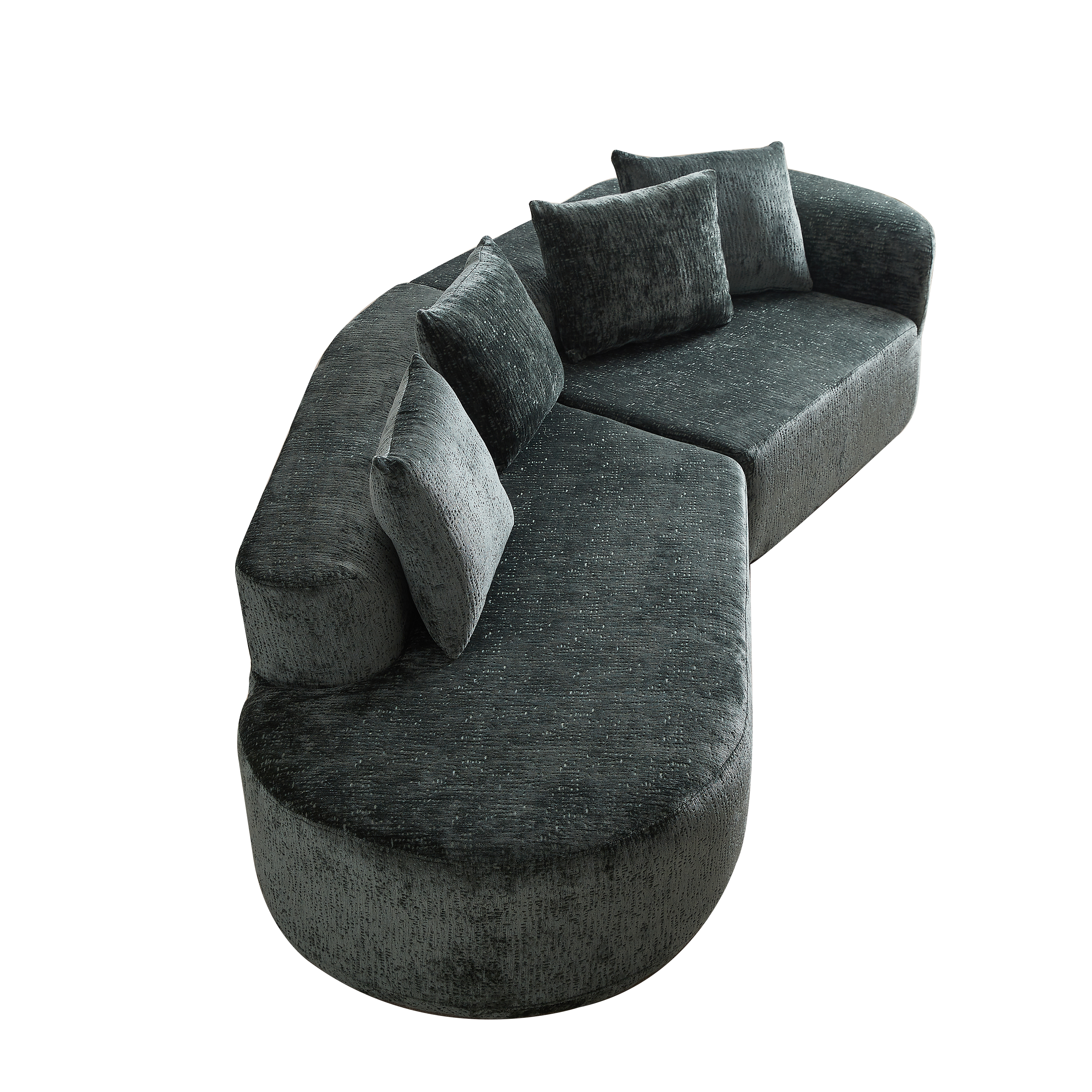 Modern Upholstered Oversized Sectional Sofa, 114-Inch Chenille 4-Seater Extra Deep & Wide Seat Curved Cloud Couch with 4 Throw Pillows, Free Combination Sofa Couch for Living Room,Bedroom