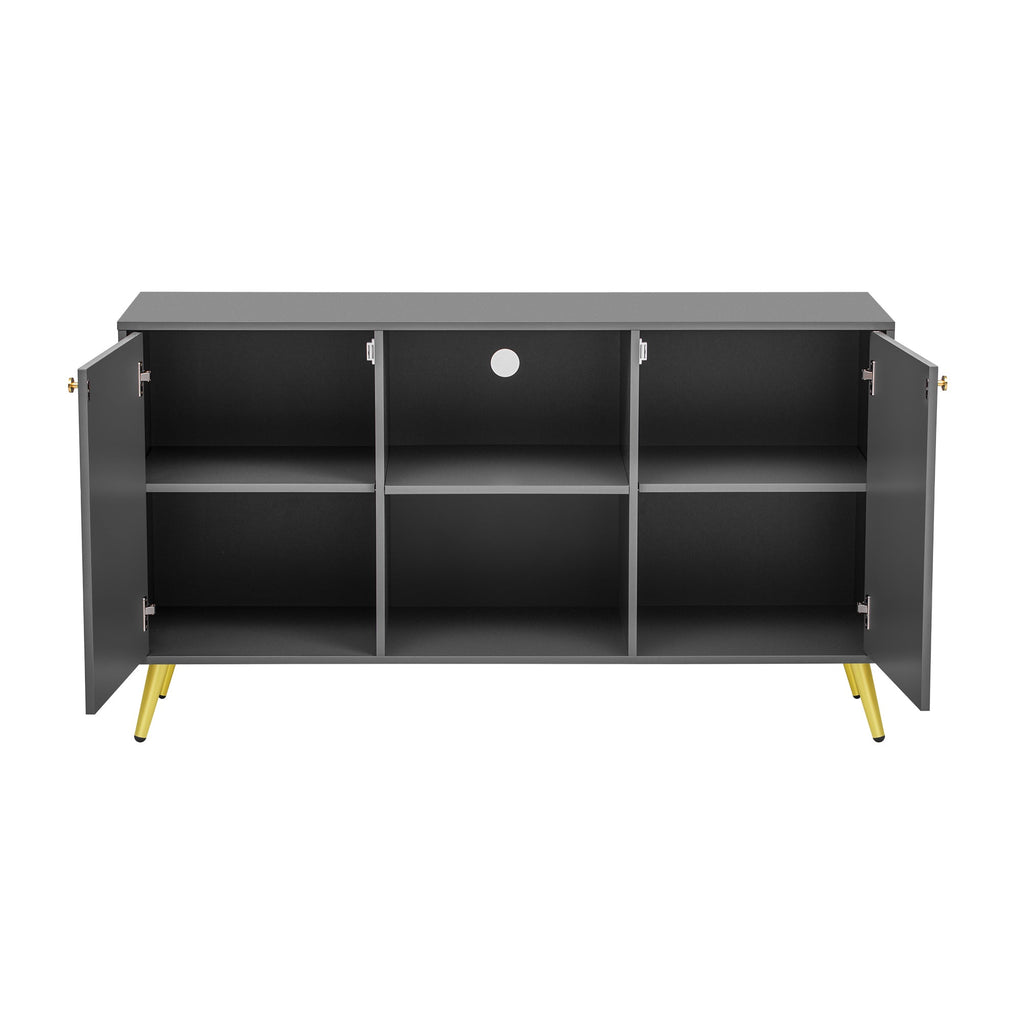 U-Can Modern TV Stand for TVs up to 55 Inches, Entertainment Center Media Console,Adjustable Shelf, Metal Legs, Handles and Anti-tip Device for Living room