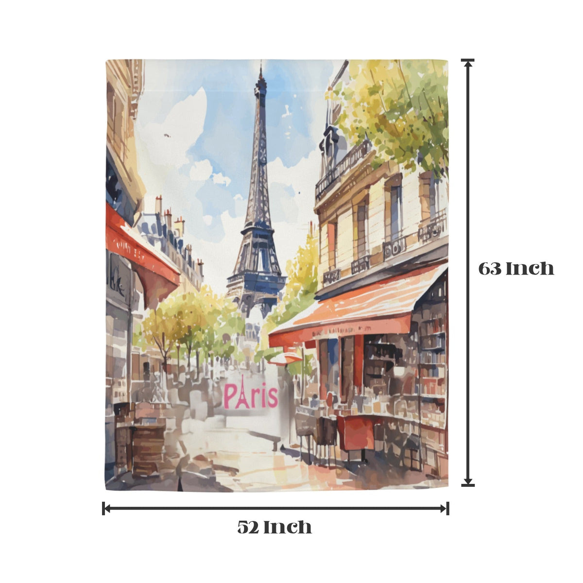 Eiffel Tower Paris France Window Curtains - 52" x 63" (Made in USA)