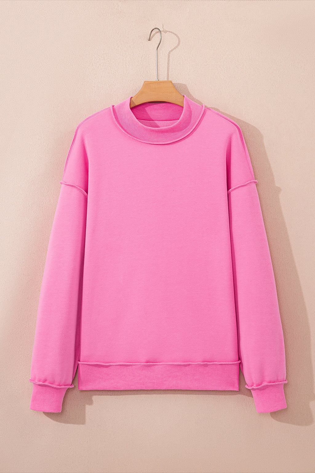 Solid Mock Neck Drop Shoulder Oversize Sweatshirt