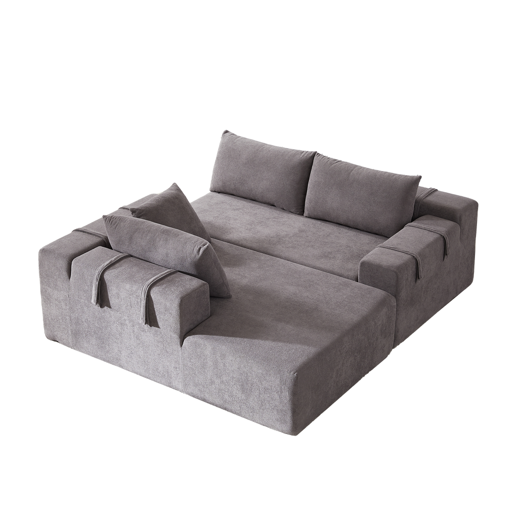 Modern Chenille Upholstered Sectional Sofa Couch Set,Modular 108' L Shaped Sectional Living Room Sofa Set With 6 Pillows,Free Combination Sofa Couch for Living Room,Bedroom(Left Chaise)W834P240001