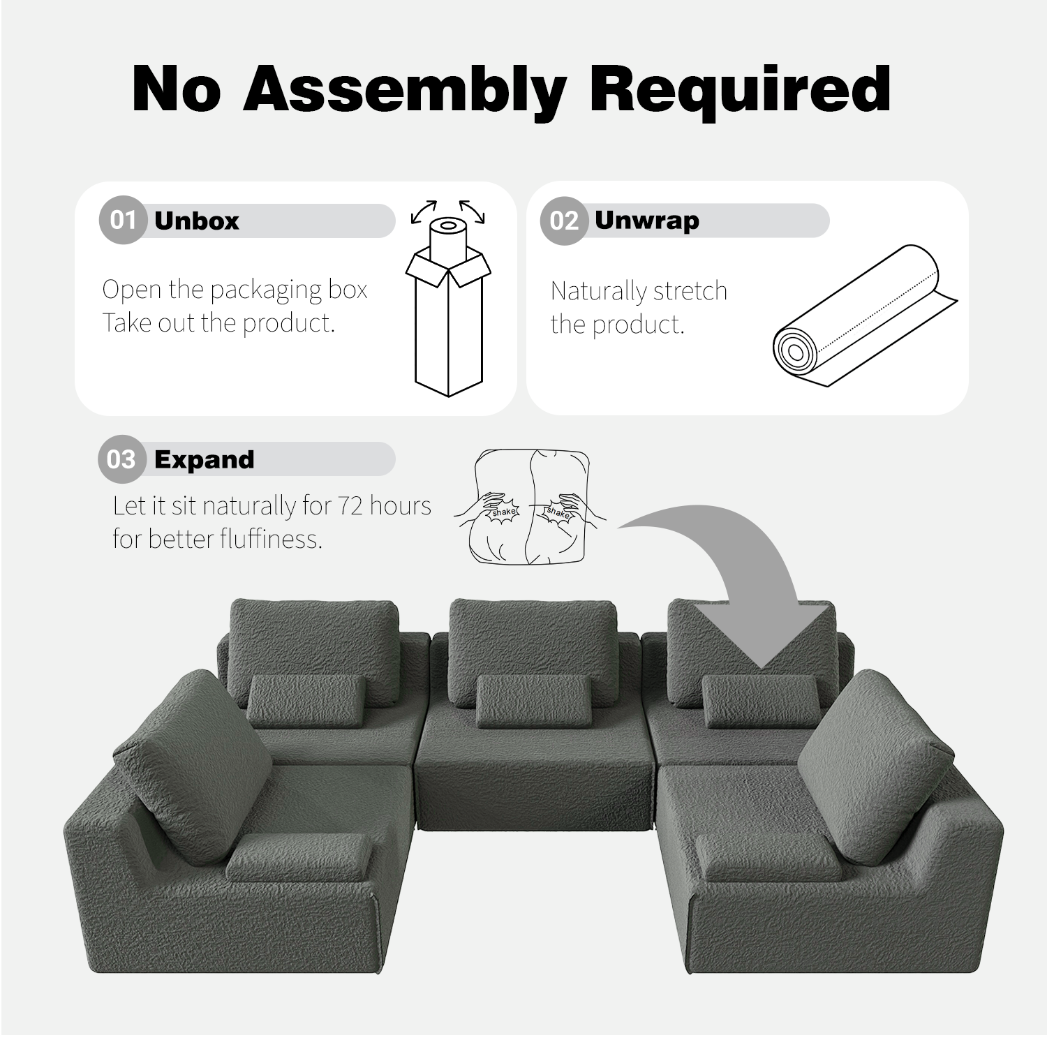 Oversized Modular Sectional Sofa,Luxury Boucle Floor Couch Set,Convertible Compressed Couch,Spacious Foam-Filled Sofa for Living Room, Free Combination,3 Colors