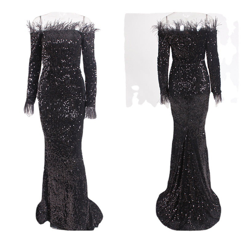 Off-the-shoulder Fishtail Party Formal Dress (See size chart where applicable)