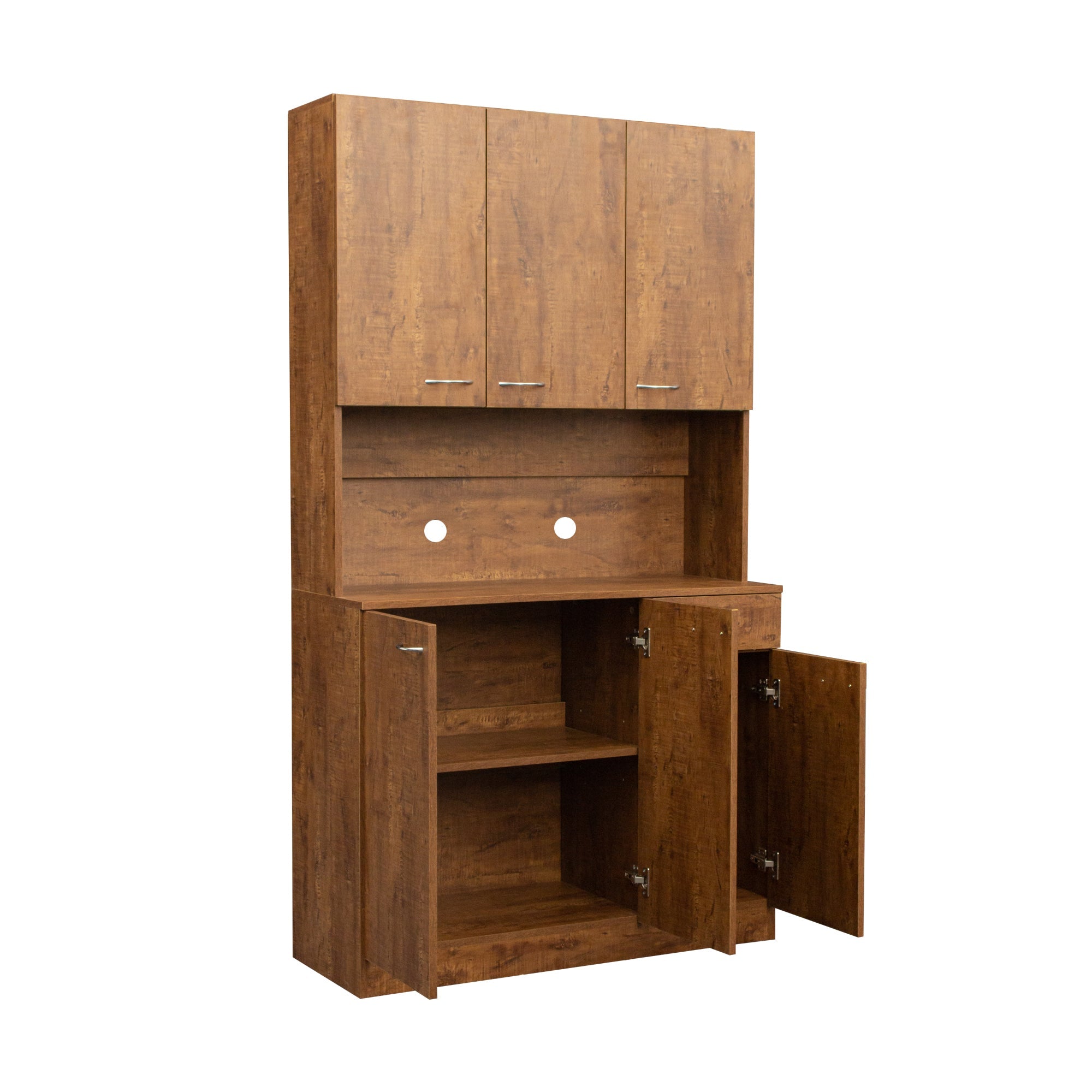 70.87' Tall Wardrobe& Kitchen Cabinet, with 6-Doors, 1-Open Shelves and 1-Drawer for bedroom,Walnut