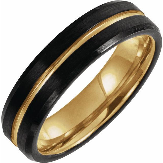 ELB Black & Gold Tungsten Wedding Band — 6 mm