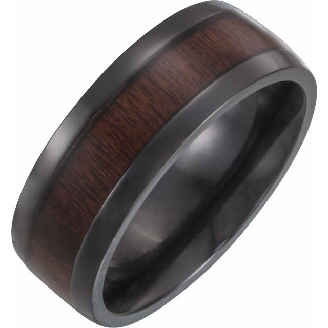 ELB Black Titanium Ebony Wood Wedding Band — 8 mm