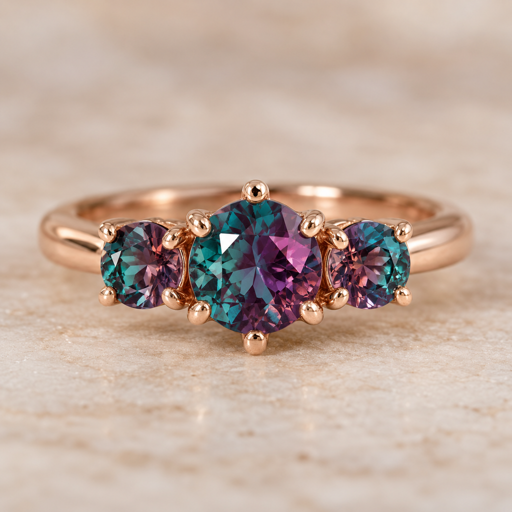 ELB Exclusive Eira Round Three-Stone Custom Ring AI-rendered ELB concept mockup