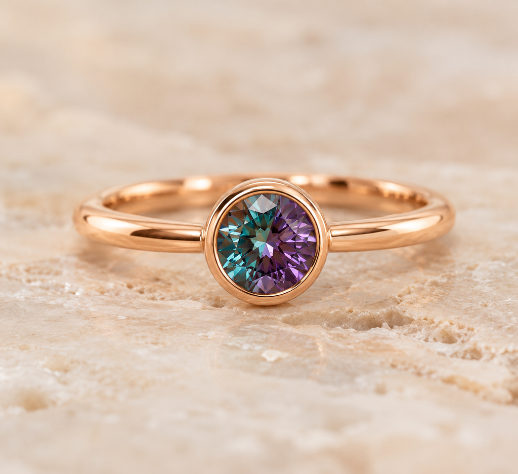 ELB Exclusive Ember Round Bezel Solitaire Custom Ring AI-rendered ELB concept mockup