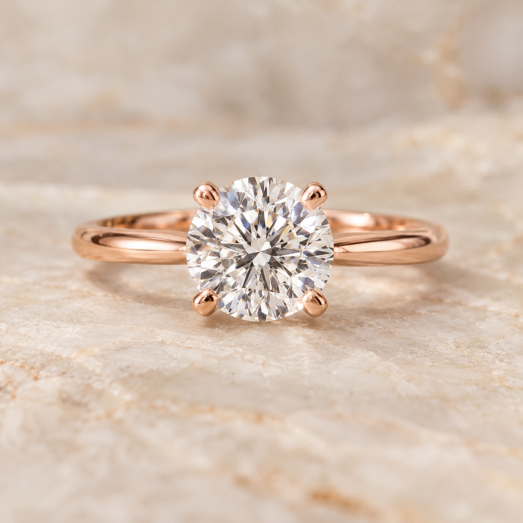 ELB Exclusive Evren Round Solitaire Custom Ring AI-rendered ELB concept mockup