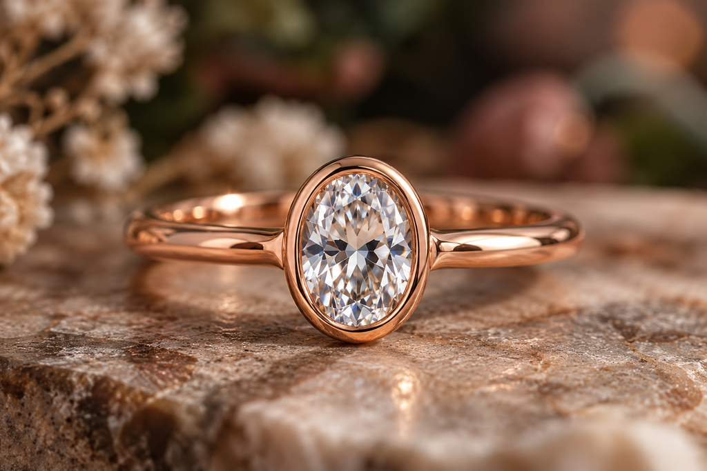 ELB Exclusive Luna Bezel Solitaire Custom Ring AI concept mockup