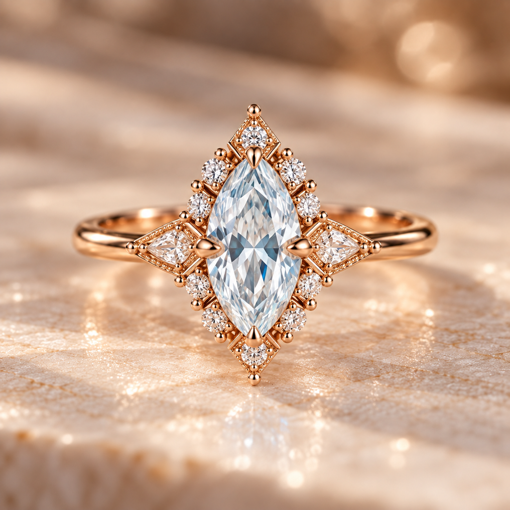 ELB Exclusive Northern Light Geometric Marquise Custom Ring hero image
